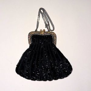 Clara Studios (Kasavina) vintage black beaded crystal evening bag pochette